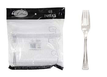 Clear Plastic Forks Cutlery Bags by Lillian - 48-Packs