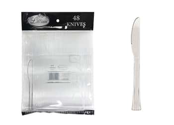 Clear Plastic Knives Cutlery Bags by Lillian - 48-Packs