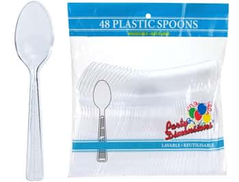 Clear Teaspoons 48-Packs - Party Dimensions