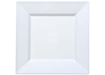 White 10.75'' Square Plastic Dinner Plates by Lillian - 10-Packs