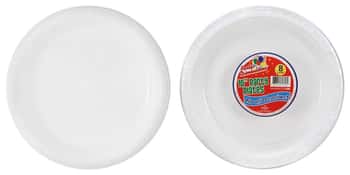 10" White Round Plastic Plate 8-Packs - Party Dimensions