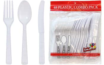 White Combo Cutlery 48-Packs - Party Dimensions