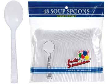 White Soupspoon 48-Packs - Party Dimensions