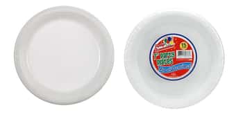 7" White Plastic Plates 15-Packs - Party Dimensions