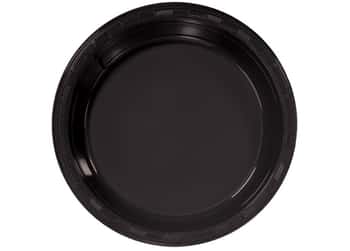 Black 10'' Round Plastic Plates by Hanna K. Signature - 50-Packs