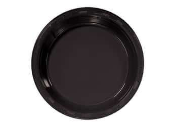 Black 9'' Round Plastic Plates by Hanna K. Signature - 50-Packs