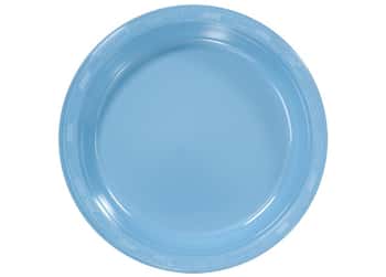 Light Blue 10'' Round Plastic Plates by Hanna K. Signature - 50-Packs