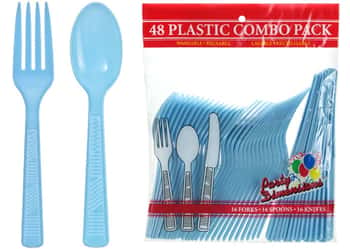 Light Blue Combo Cutlery 48-Packs - Party Dimensions