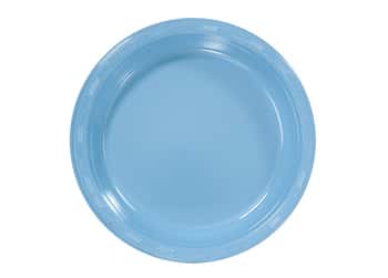 Light Blue 9'' Round Plastic Plates by Hanna K. Signature - 50-Packs