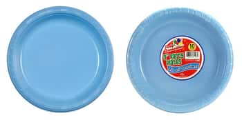 9" Light Blue Plastic Plate 10-Packs - Party Dimensions