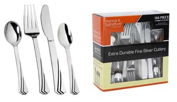 Polished Silver Cutlery Combo - 144-Packs - Boxed - Hanna K. Signature