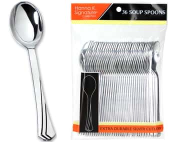 Polished Silver Plastic Soupspoons 36-Packs - Hanna K. Signature
