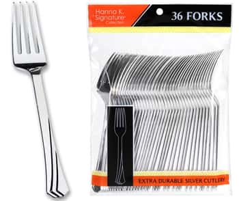 Polished Silver Plastic Forks 36-Packs - Hanna K. Signature