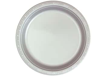 Silver 10'' Round Plastic Plates by Hanna K. Signature - 50-Packs
