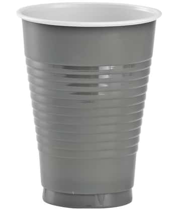 12 oz. Plastic Co-Ex Cup - Silver - 20-Packs - Party Dimensions