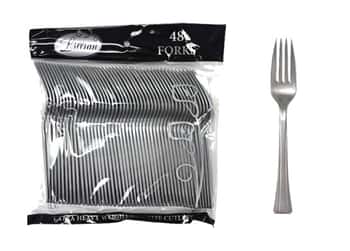 Silver Plastic Forks Cutlery Bags by Lillian - 48-Packs