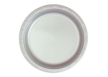 Silver 9'' Round Plastic Plates by Hanna K. Signature - 50-Packs