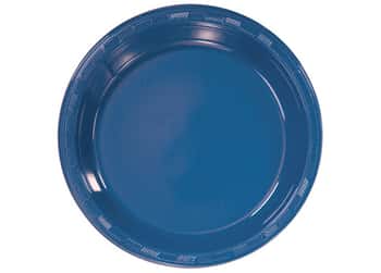 Blue 10'' Round Plastic Plates by Hanna K. Signature - 50-Packs