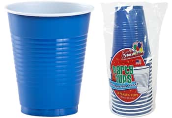 18 oz. Plastic Co-Ex Cup - Blue - 16-Packs - Party Dimensions