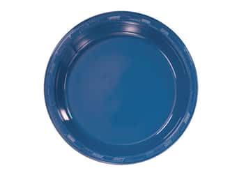 Blue 9'' Round Plastic Plates by Hanna K. Signature - 50-Packs