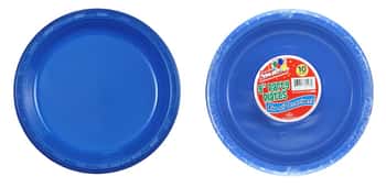 9" Blue Plastic Plate 10-Packs - Party Dimensions