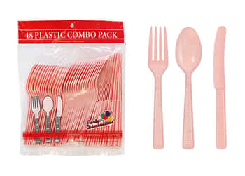 Light Pink Plastic Cutlery 48 Piece Sets by Party Dimensions - 48-Packs