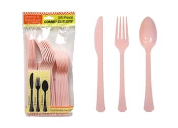 Light Pink Plastic Cutlery 24 Piece Sets by Hanna K. Signature - 24-Packs