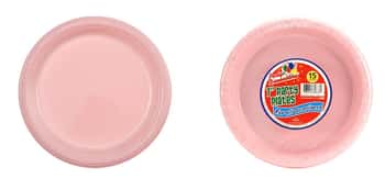 7" Pink Plastic Plate - 15-Packs - Party Dimensions