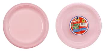 9" Pink Plastic Plate - 10-Packs - Party Dimensions