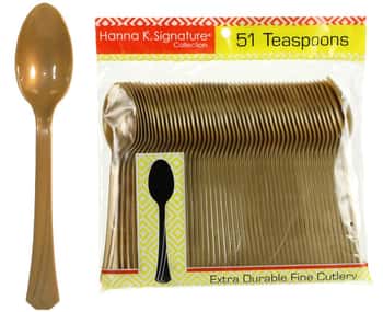 Gold Heavyweight Plastic Teaspoon 51-Packs - Hanna K. Signature