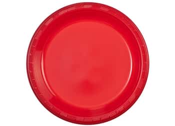 Red 10'' Plastic Plates by Party Dimensions - 8-Packs