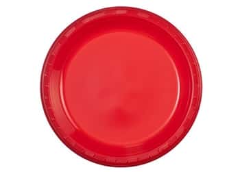 Red 9'' Plastic Plates by Party Dimensions - 10-Packs