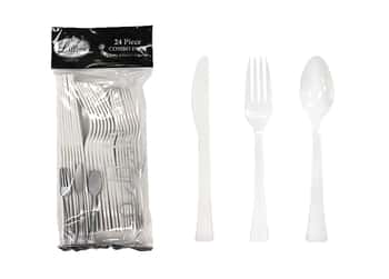 Pearl Plastic Cutlery 24 Piece Sets by Lillian - 24-Packs