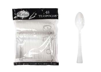 Pearl Plastic Teaspoons Cutlery Bags by Lillian - 48-Packs