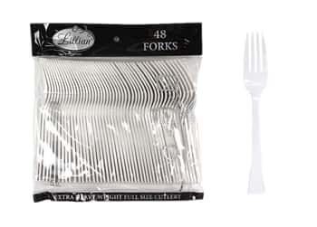 Pearl Plastic Forks Cutlery Bags by Lillian - 48-Packs
