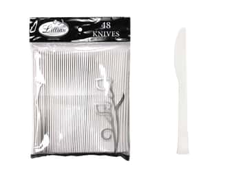 Pearl Plastic Knives Cutlery Bags by Lillian - 48-Packs