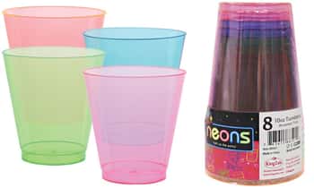 10 oz. Neon Plastic Tumblers 4 Assorted Colors 8-Packs - Party Dimensions Neons