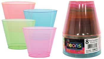 9 oz. Neon Plastic Tumblers 4 Assorted Colors 8-Packs - Party Dimensions Neons
