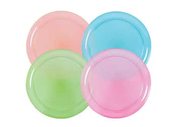 Neon 9'' Plastic Plates in Assorted Colors by Party Dimensions - 20-Packs