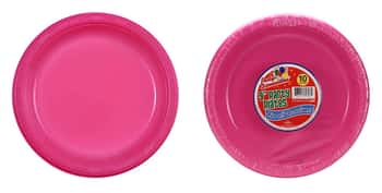 9" Plastic Plate - Hot Pink - 10-Packs - Party Dimensions
