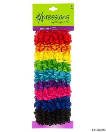 Soft Satin Ribbon Hair Twisters - Rainbow Colors - 9-Pack