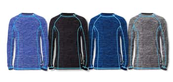 Men's Fashion Heathered Long-Sleeved Rash Guards w/ Two Tone Stitching - Sizes Medium-2XL