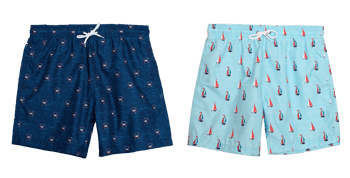 Men's Fashion Printed Swim Trunks w/ Adjustable Drawsting - Hawaiian Print - Sizes Small - XL