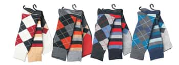 Men's Designer Dress Socks - Two Tone Argyle Print - Size 10-13 - 3-Pair Packs