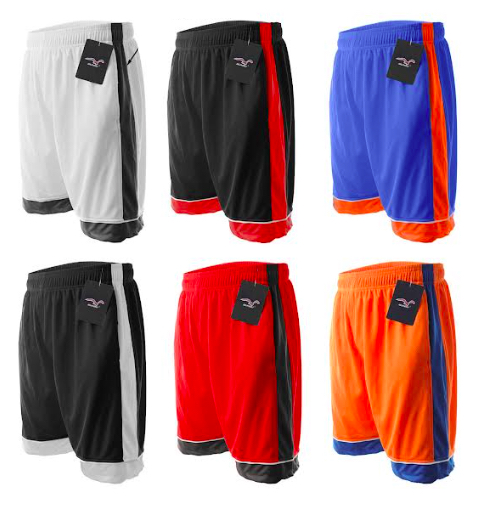 Men s Two Tone Athletic Basketball Shorts w Side Cargo Pockets