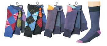 Men's Designer Printed Dress Socks - Two Tone Argyle & Athletic Texture - Size 10-13 - 3-Pair Packs