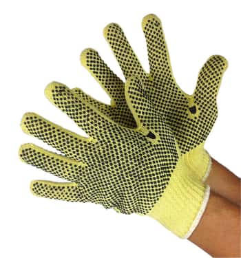 7-Gauge Kevlar/Cotton Pleated Work Gloves w/ Grips - Size: Large