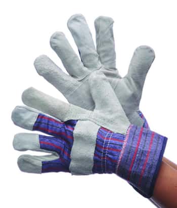 Cow Split Leather Palm Gloves w/ Stitched Cuff - Size: Large (Single Pair Tagged)
