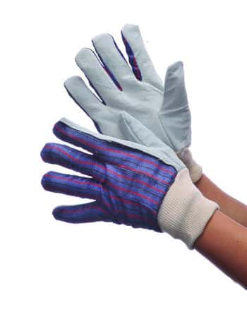 Premium Grade Cow Split Leather Palm Gloves w/ Knit Wrist - Size: Large