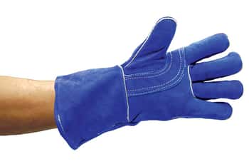 Sock Lined Blue Leather Welding Gloves w/ Reinforced Thumb - LEFT HAND ONLY - Size: Large